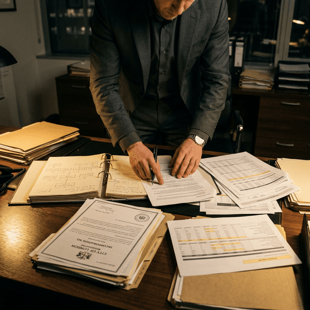 עיון במסמכי רישום חברה ותרשימי בעלות