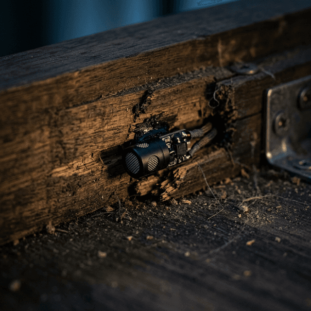 Discovery of a tiny hidden microphone bug